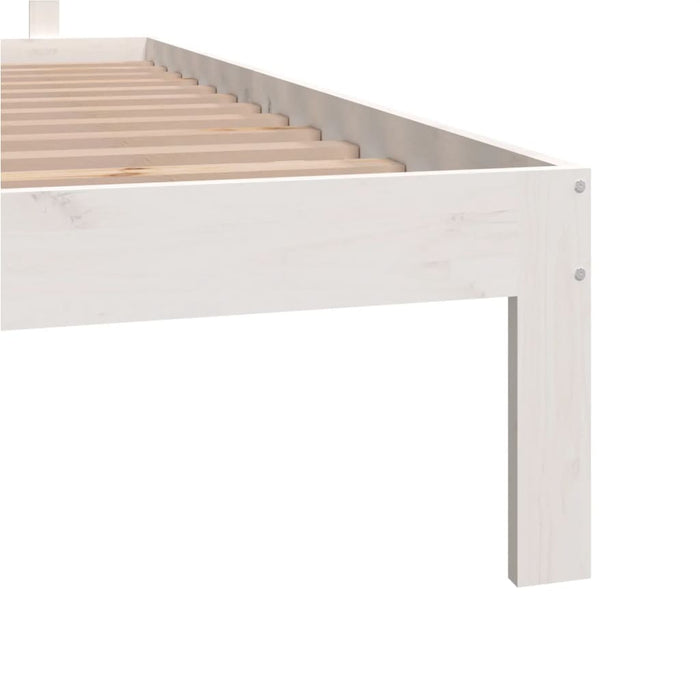 Bed Frame without Mattress White Solid Wood Pine 160x200cm