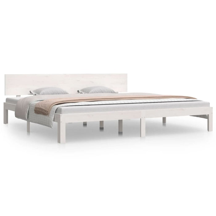 Bed Frame without Mattress White Solid Wood Pine 200x200cm