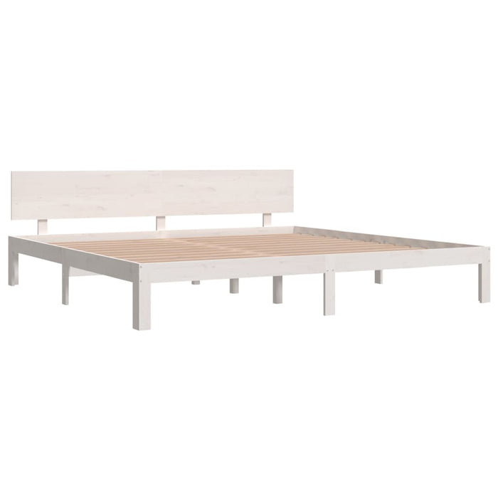 Bed Frame without Mattress White Solid Wood Pine 200x200cm