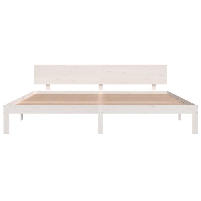 Bed Frame without Mattress White Solid Wood Pine 200x200cm