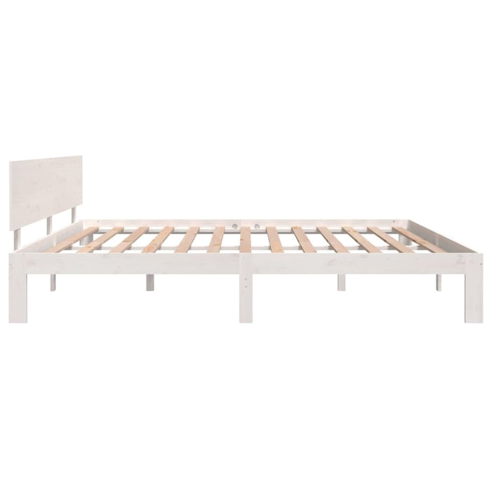 Bed Frame without Mattress White Solid Wood Pine 200x200cm