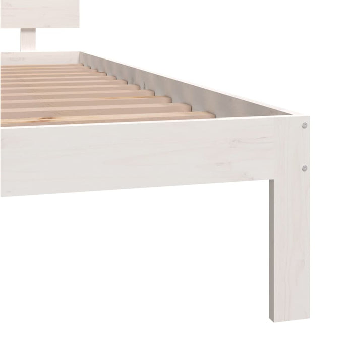 Bed Frame without Mattress White Solid Wood Pine 200x200cm