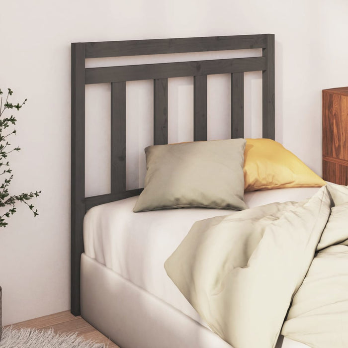 Bed Headboard Grey 81x4x100 cm Solid Wood Pine