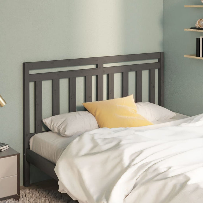 Bed Headboard Grey 126x4x100 cm Solid Wood Pine