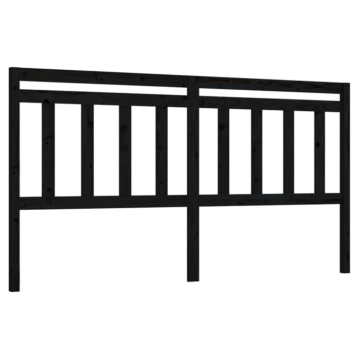 Bed Headboard Black 186x4x100 cm Solid Wood Pine