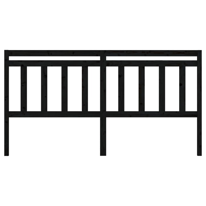 Bed Headboard Black 186x4x100 cm Solid Wood Pine