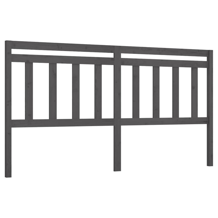 Bed Headboard Grey 206x4x100 cm Solid Wood Pine