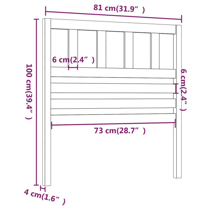 Bed Headboard 81x4x100 cm Solid Wood Pine