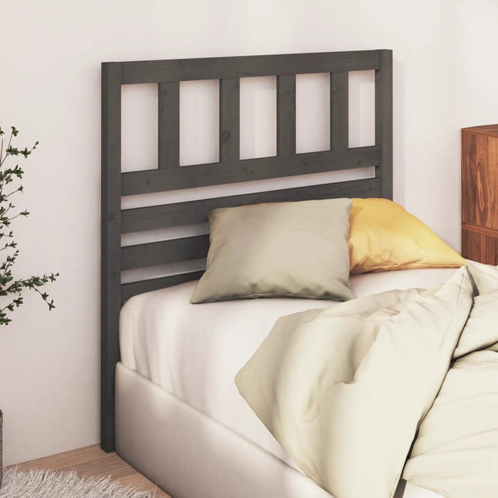 Bed Headboard Grey 81x4x100 cm Solid Wood Pine