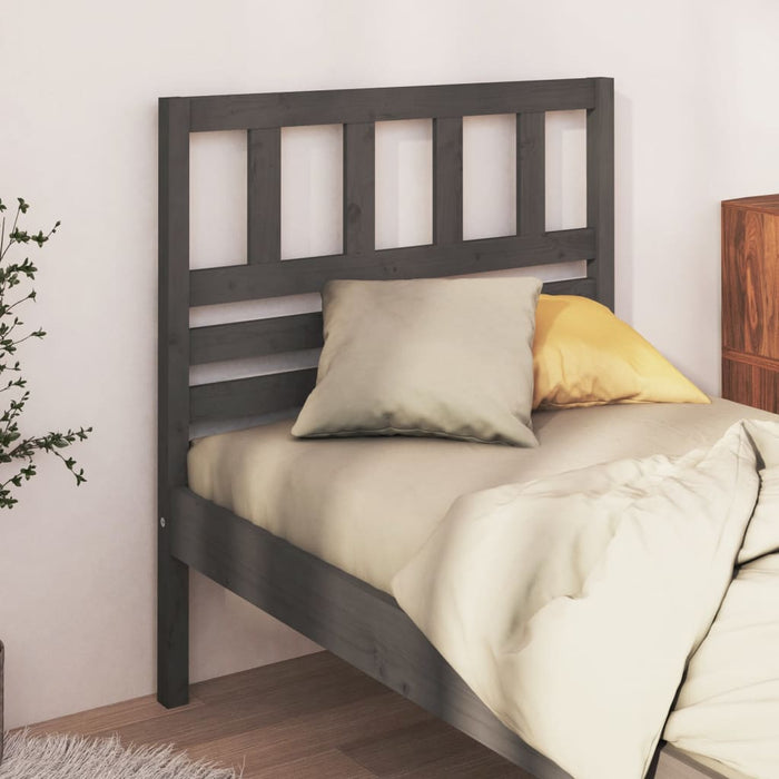 Bed Headboard Grey 81x4x100 cm Solid Wood Pine