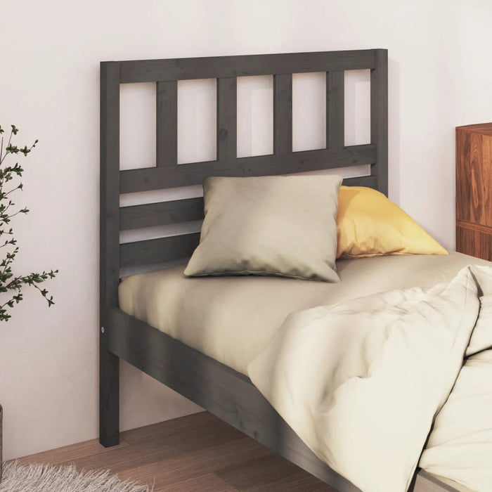 Bed Headboard Grey 96x4x100 cm Solid Wood Pine