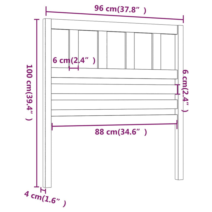 Bed Headboard Honey Brown 96x4x100 cm Solid Wood Pine