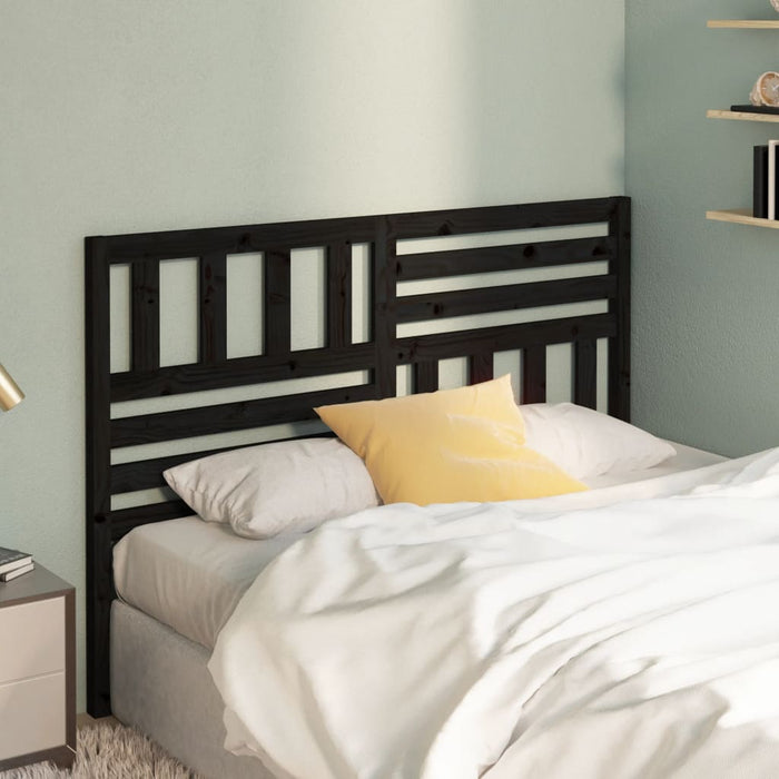 Bed Headboard Black 126x4x100 cm Solid Wood Pine