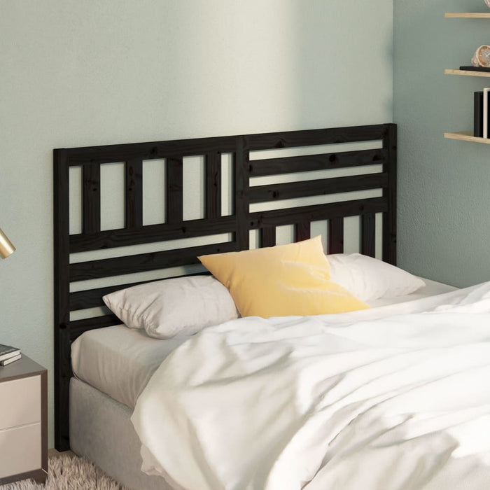 Bed Headboard Black 141x4x100 cm Solid Wood Pine