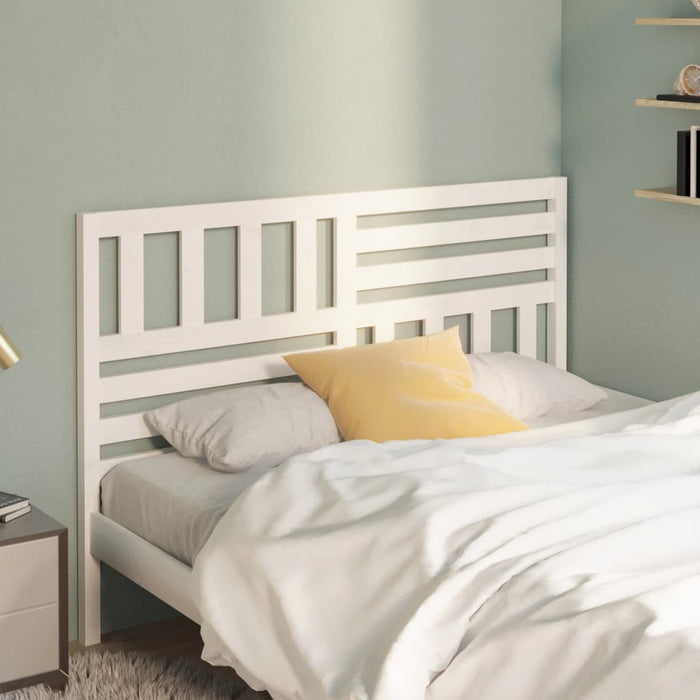 Bed Headboard White 146x4x100 cm Solid Wood Pine