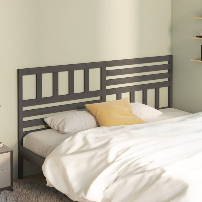 Bed Headboard Grey 206x4x100 cm Solid Wood Pine