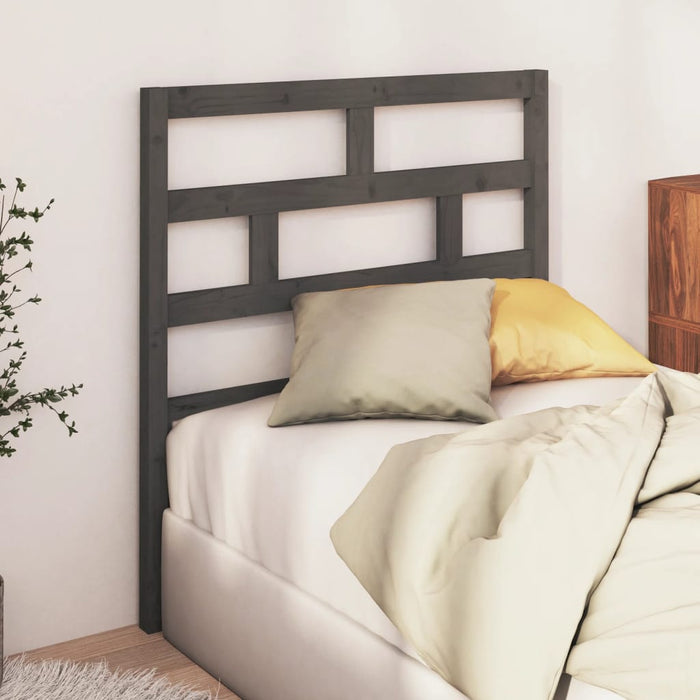 Bed Headboard Grey 81x4x100 cm Solid Wood Pine