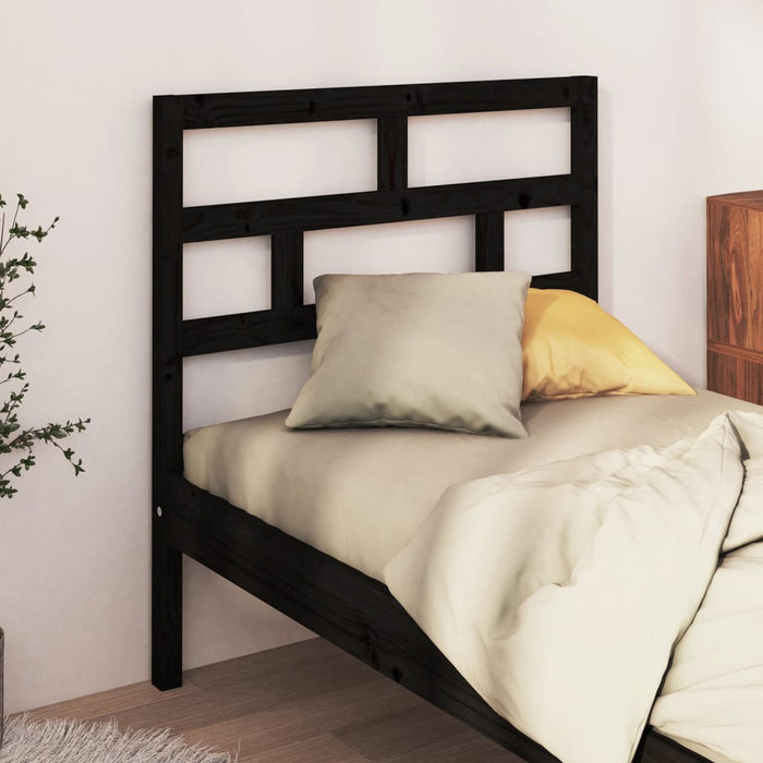 Bed Headboard Black 81x4x100 cm Solid Wood Pine