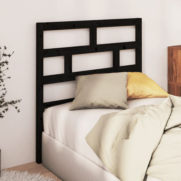 Bed Headboard Black 81x4x100 cm Solid Wood Pine