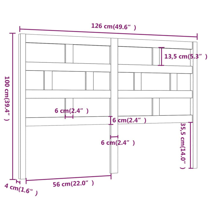 Изголовье кровати белое 126x4x100 см Массив дерева Сосна