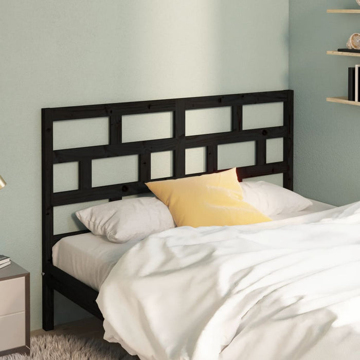 Bed Headboard Black 126x4x100 cm Solid Wood Pine