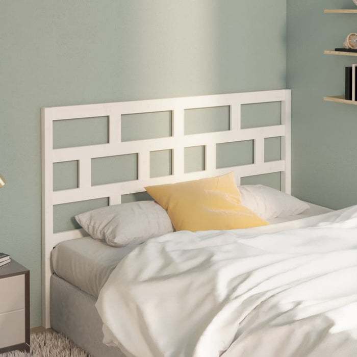 Bed Headboard White 141x4x100 cm Solid Wood Pine