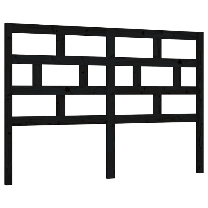 Bed Headboard Black 141x4x100 cm Solid Wood Pine