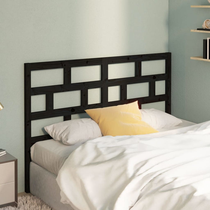 Bed Headboard Black 141x4x100 cm Solid Wood Pine