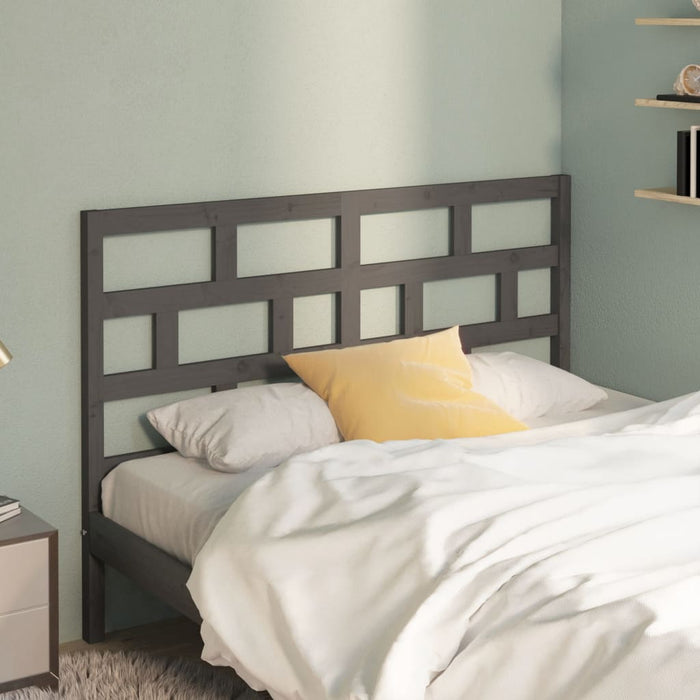 Bed Headboard Grey 166x4x100 cm Solid Wood Pine