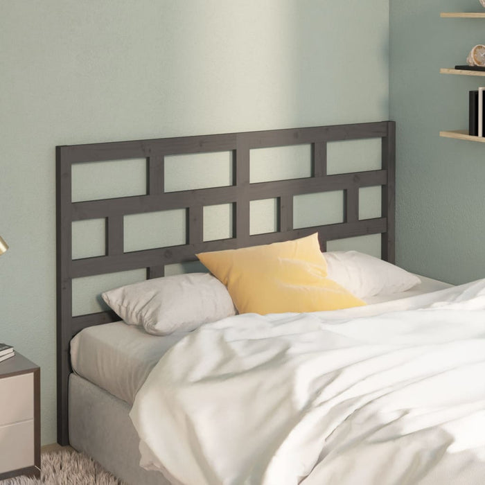 Bed Headboard Grey 166x4x100 cm Solid Wood Pine