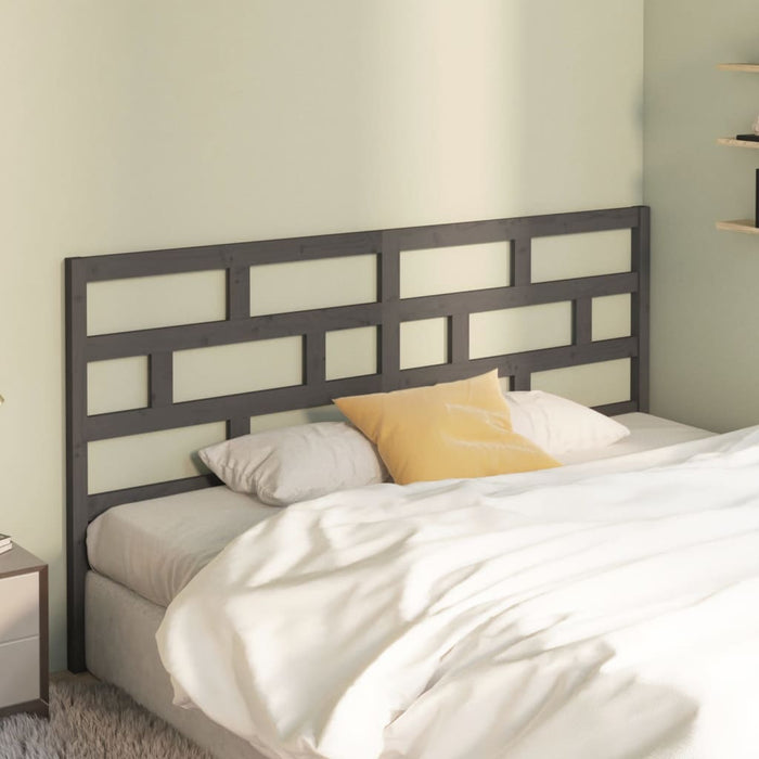 Bed Headboard Grey 186x4x100 cm Solid Wood Pine