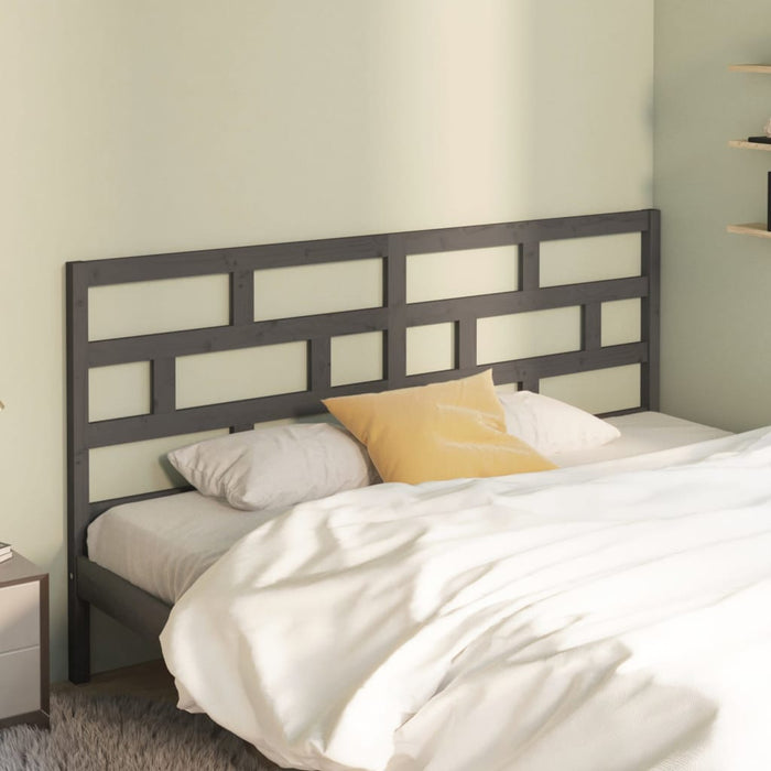 Bed Headboard Grey 186x4x100 cm Solid Wood Pine