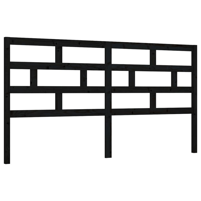 Bed Headboard Black 186x4x100 cm Solid Wood Pine