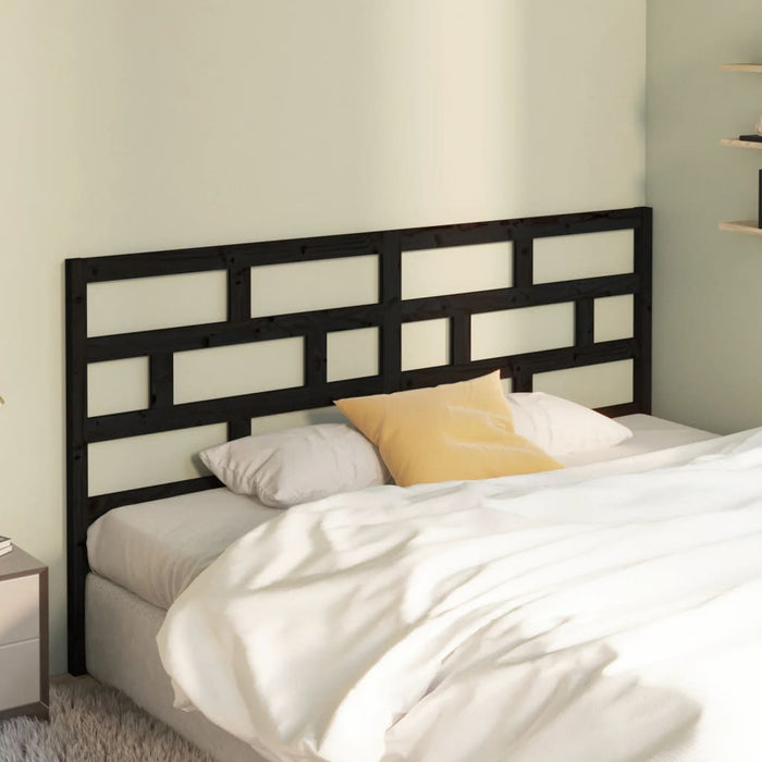 Bed Headboard Black 186x4x100 cm Solid Wood Pine