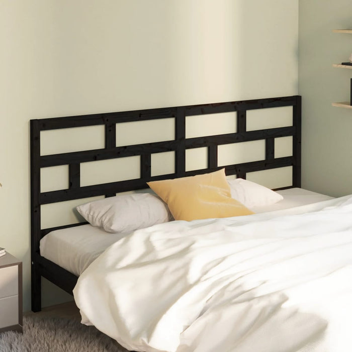 Bed Headboard Black 186x4x100 cm Solid Wood Pine