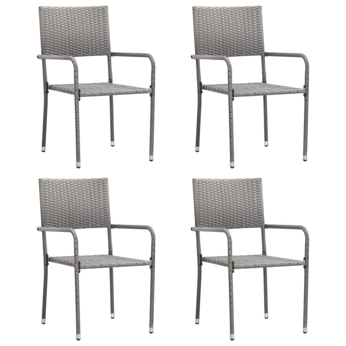 Garden Dining Chairs 4 pcs Stackable Grey Poly Rattan