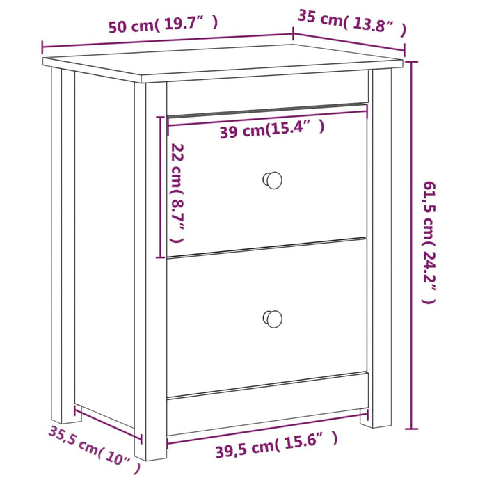 Bedside Cabinet 50x35x61.5 cm Solid Wood Pine