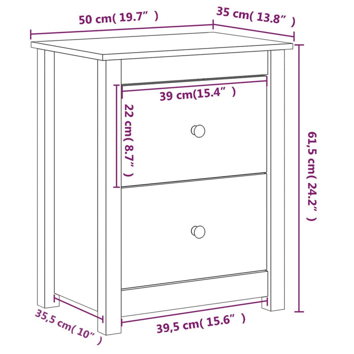 Noptiera Maro Miere 50x35x61,5 cm Lemn Masivul Pin