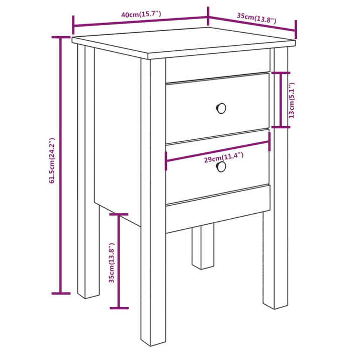 Noptiera 2 buc Maro miere 40x35x61.5cm Lemn masiv de pin