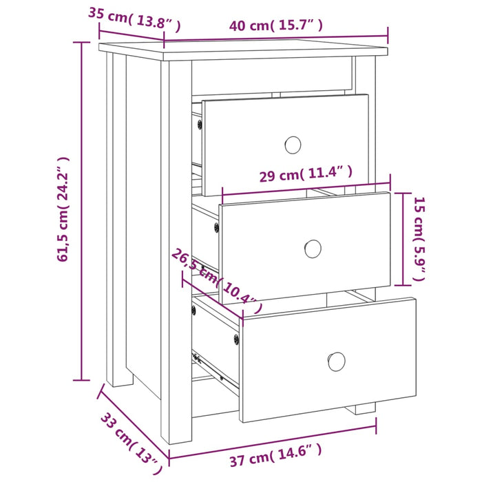 Noptiera 2 buc Maro miere 40x35x61,5 cm Lemn masiv de pin