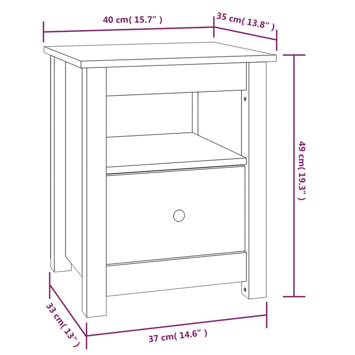 Noptiera Alb 40x35x49 cm Lemn Masivul Pin