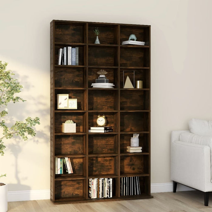 CD Cabinet Smoked Oak 102x23x177.5 cm Engineered Wood