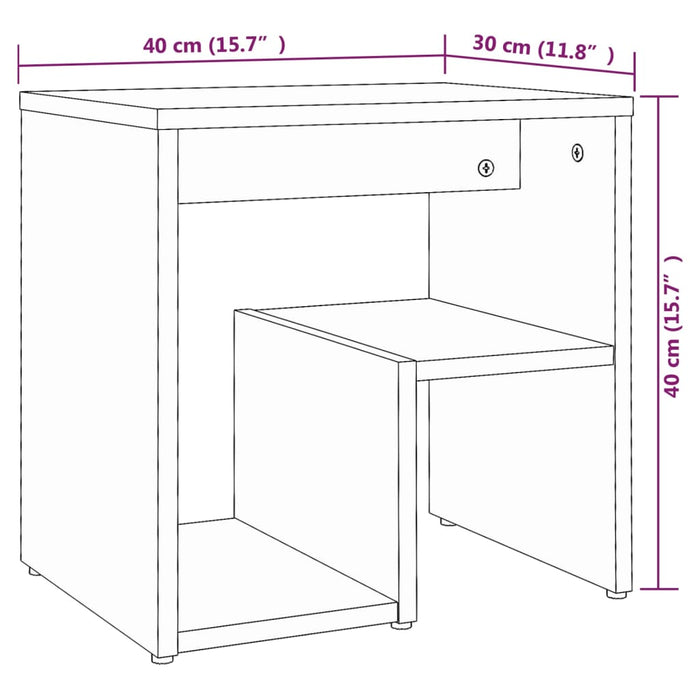 Dulap Pat Stejar Afumat 40x30x40 cm Lemn Costruit