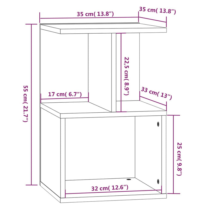 Noptiera Stejar Afumat 35x35x55 cm Lemn Cosinat