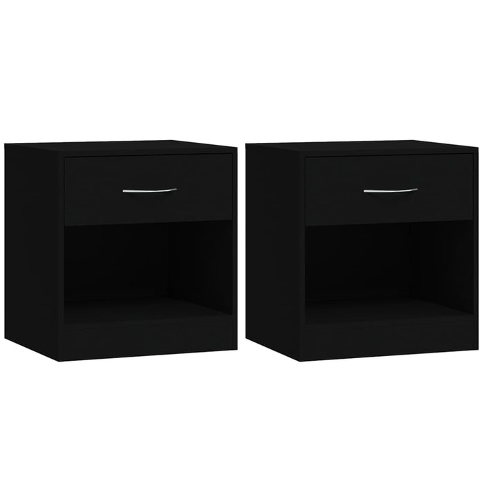 Bedside Cabinets 2 pcs with Drawer Black