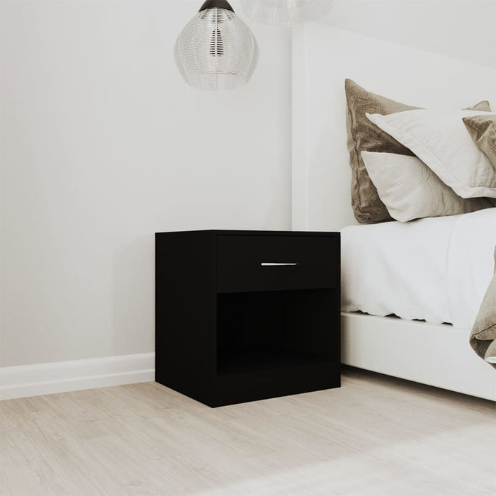 Bedside Cabinets 2 pcs with Drawer Black