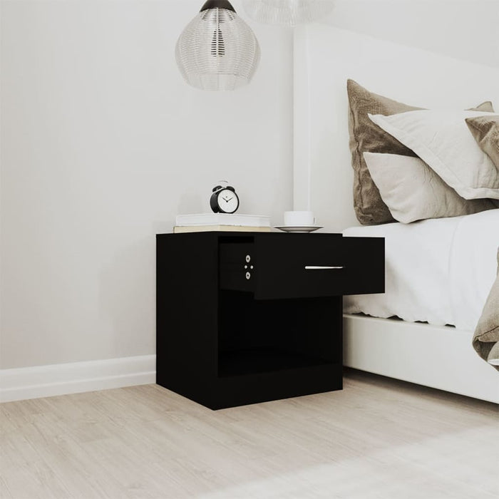 Bedside Cabinets 2 pcs with Drawer Black