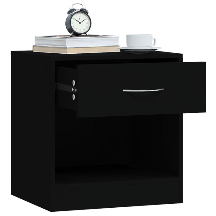 Bedside Cabinets 2 pcs with Drawer Black