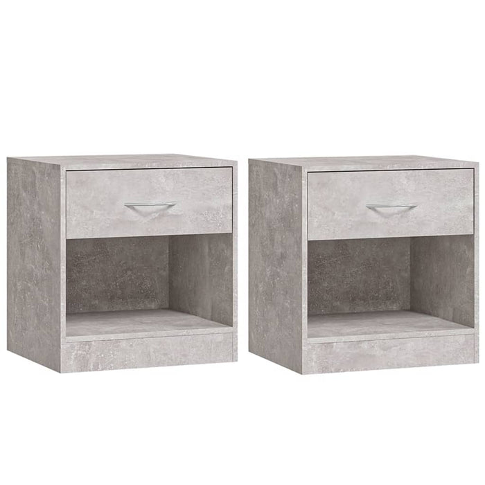 Bedside Cabinets 2 pcs with Drawer Concrete Grey