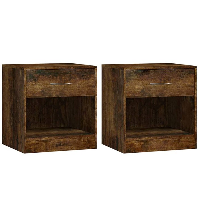 Bedside Cabinets 2 pcs with Drawer Smoked Oak